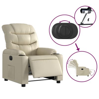 vidaXL Fauteuil inclinable électrique Crème Similicuir