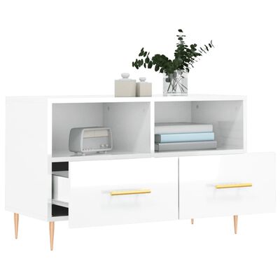 vidaXL Meuble TV Blanc brillant 80x36x50 cm Bois d'ingénierie