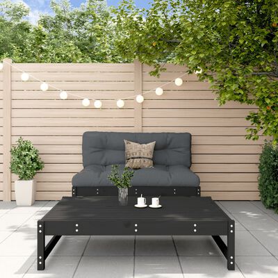 vidaXL Salon de jardin 2 pcs noir bois massif de pin