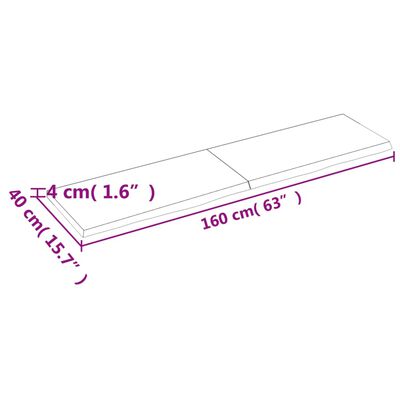 vidaXL Dessus de table 160x40x(2-4) cm bois de chêne massif non traité