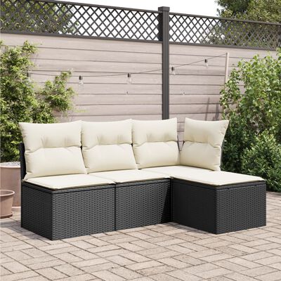 vidaXL Tabouret de jardin avec coussin noir 55x55x37 cm résine tressée