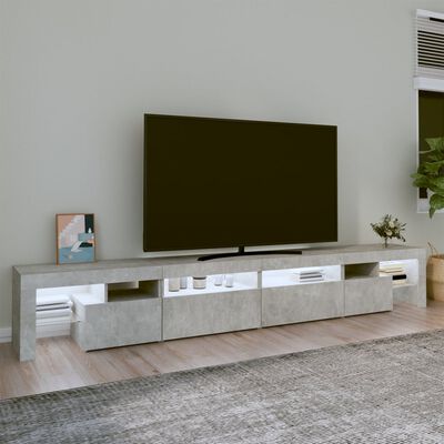 vidaXL Meuble TV avec lumières LED Gris béton 260x36,5x40 cm