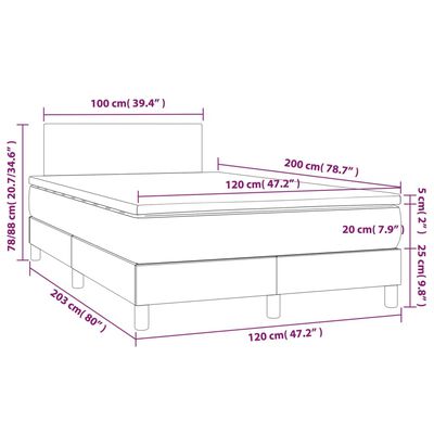 vidaXL Sommier à lattes de lit matelas et LED Marron foncé 120x200 cm