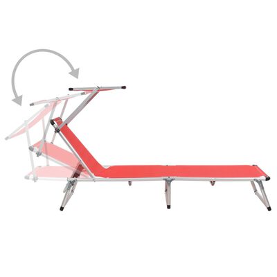 vidaXL Chaises longues pliables et toit 2pcs Aluminium textilène Rouge