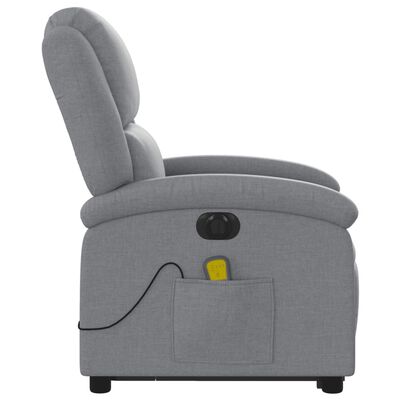 vidaXL Fauteuil inclinable de massage électrique Gris clair Tissu