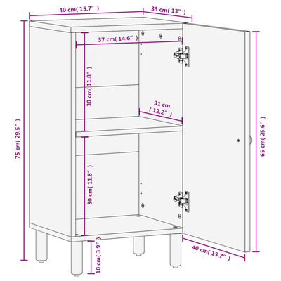 vidaXL Armoire latérale noir 40x33x75 cm bois massif de manguier