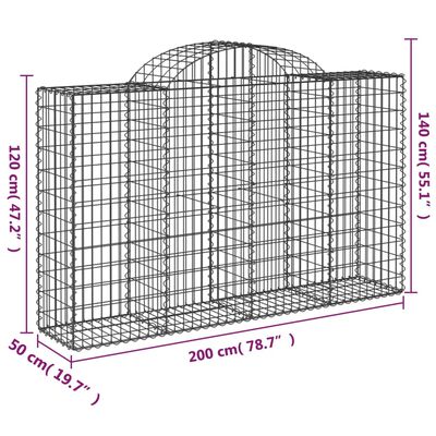 vidaXL Paniers à gabions arqués 14 pcs 200x50x120/140 cm Fer galvanisé