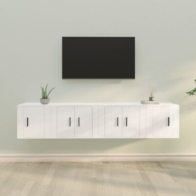 vidaXL Ensemble de meubles TV 4 pcs Blanc brillant Bois d'ingénierie