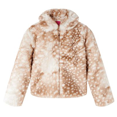 Manteau pour enfants fausse fourrure cognac 116