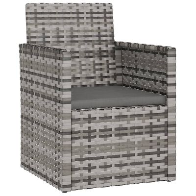 vidaXL Mobilier d'extérieur 3 pcs avec coussins Résine tressée Gris