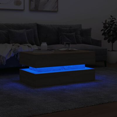 vidaXL Table basse avec lumières LED chêne sonoma 90x50x40 cm