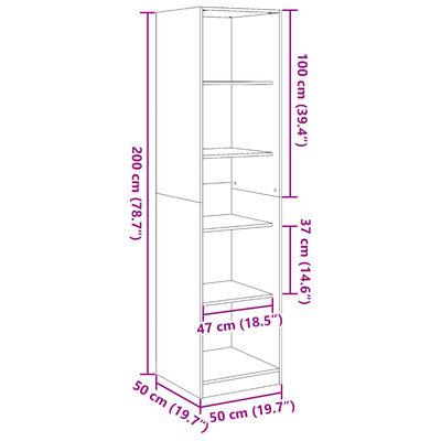 vidaXL Garde-robe Noir 50 x 50 x 200 cm Bois d'ingénierie