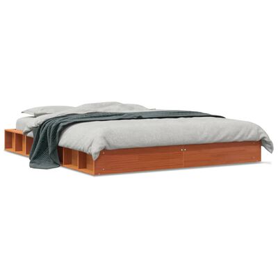 vidaXL Cadre de lit sans matelas cire marron 160x200cm bois pin massif