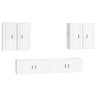 vidaXL Ensemble de meubles TV 6 pcs Blanc brillant Bois d'ingénierie