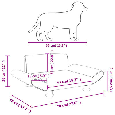 vidaXL Lit pour chien noir 70x45x28 cm tissu