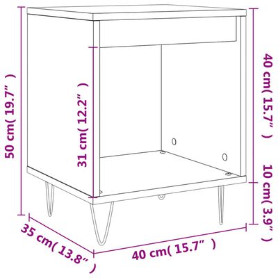 vidaXL Tables de chevet 2 pcs chêne fumé 40x35x50 cm bois ingénierie