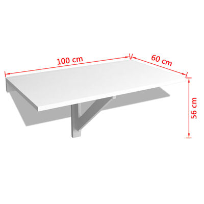 vidaXL Table murale rabattable Blanc 100x60 cm