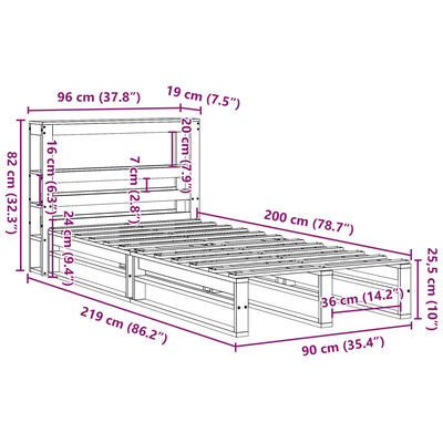 vidaXL Cadre de lit sans matelas blanc 90x200 cm bois de pin massif