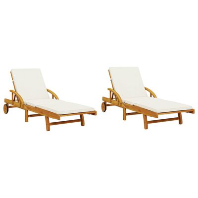 vidaXL Chaises longues lot de 2 avec coussins 200x68x83 cm bois acacia