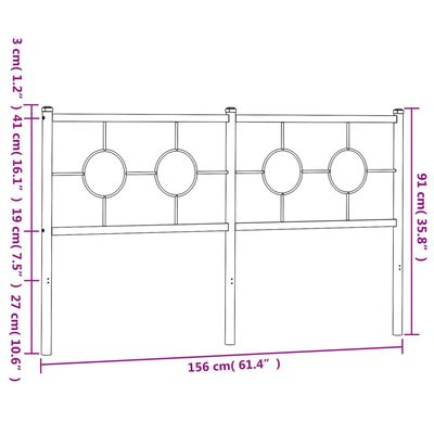 vidaXL Tête de lit métal noir 150 cm