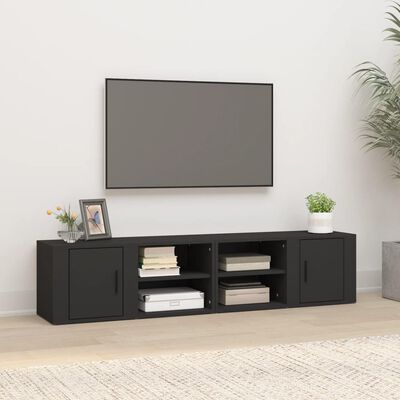 vidaXL Meubles TV 2 pcs Noir 80x31,5x36 cm Bois d'ingénierie