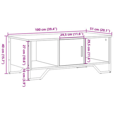 vidaXL Table basse chêne marron 100x51x40 cm bois d'ingénierie