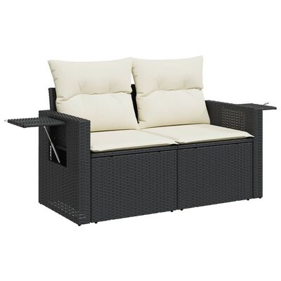 vidaXL Salon de jardin avec coussins 14 pcs noir résine tressée