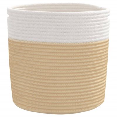 vidaXL Paniers de rangement 2 pcs beige et blanc Ø28x28 cm coton