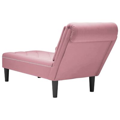 vidaXL Fauteuil long avec coussin et accoudoir droit rose velours