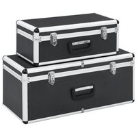 vidaXL Boîtes de rangement 2 pcs Noir Aluminium