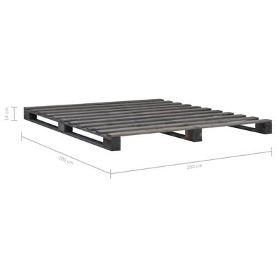 vidaXL Cadre de lit de palette sans matelas gris 200x200cm bois massif