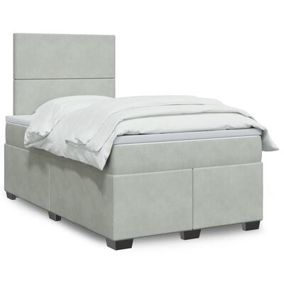 vidaXL Sommier à lattes de lit et matelas gris clair 120x190cm velours