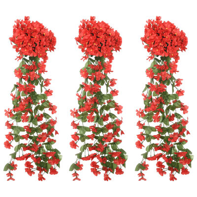 vidaXL Guirlandes de fleurs de Noël 3 pcs rouge 85 cm