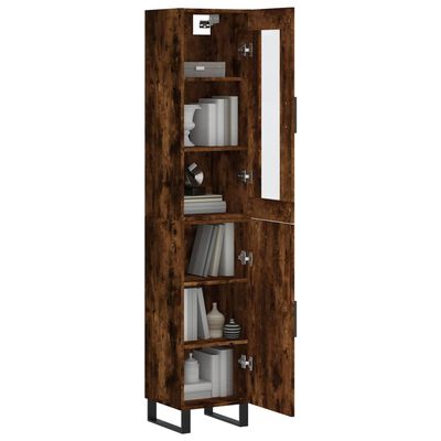 vidaXL Buffet haut Chêne fumé 34,5x34x180 cm Bois d'ingénierie