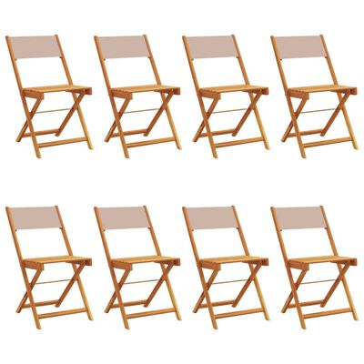 vidaXL Chaises de jardin pliantes lot de 8 taupe tissu et bois massif