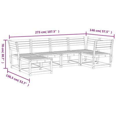 vidaXL Salon de jardin 6 pcs blanc bois de pin massif