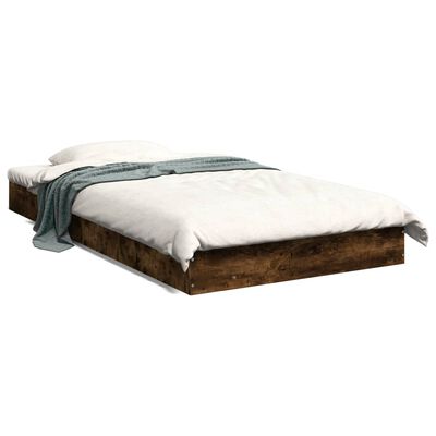 vidaXL Cadre de lit sans matelas chêne fumé 90x190cm bois d'ingénierie