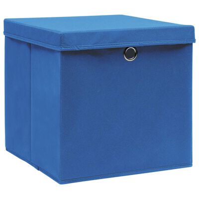 vidaXL Boîtes de rangement avec couvercles 4 pcs 28x28x28 cm Bleu