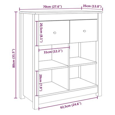 vidaXL Buffet 70x35x80 cm Bois massif de pin