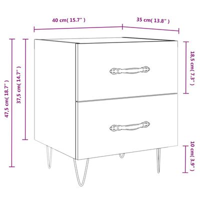 vidaXL Table de chevet blanc brillant 40x35x47,5 cm bois d’ingénierie