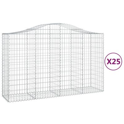 vidaXL Paniers à gabions arqués 25 pcs 200x50x120/140 cm Fer galvanisé