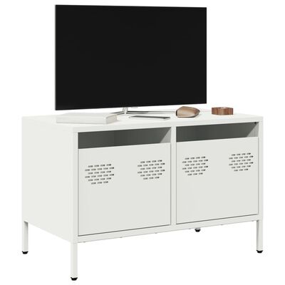 vidaXL Meuble TV blanc 68x39x43,5 cm acier laminé à froid