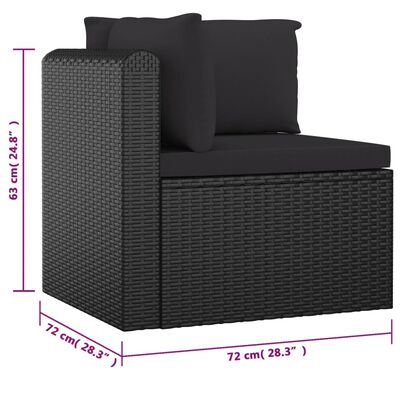 vidaXL Salon de jardin 10 pcs avec coussins Résine tressée Noir