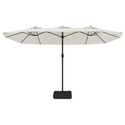 vidaXL Parasol de jardin à double tête avec LED blanc sable 449x245 cm