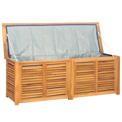 vidaXL Boîte de rangement jardin et sac 150x50x53 cm bois massif teck