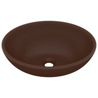 vidaXL Lavabo ovale de luxe Marron foncé mat 40x33 cm Céramique