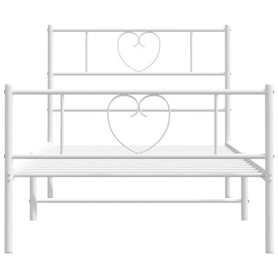 vidaXL Cadre de lit métal sans matelas et pied de lit blanc 100x190 cm