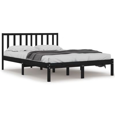 vidaXL Cadre de lit sans matelas noir bois massif de pin 200x200 cm