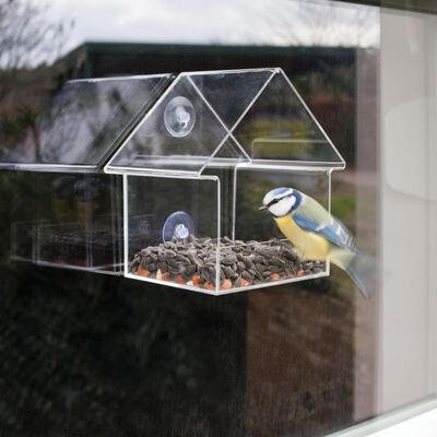 Mangeoire pour fenêtre pour Oiseaux en Verre Acrylique Transparent