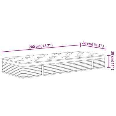 vidaXL Matelas à ressorts ensachés moyen plus 80x200 cm